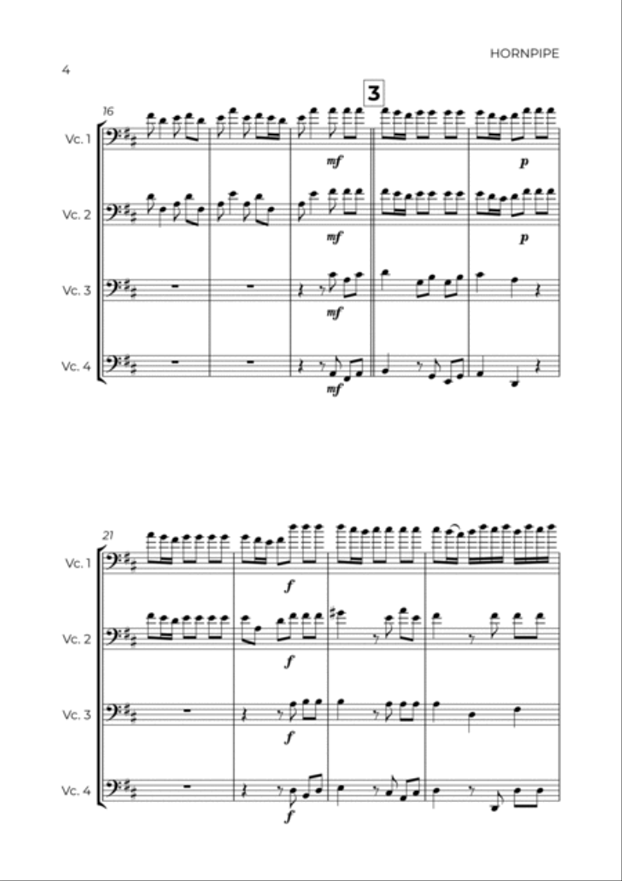 HORNPIPE - HANDEL - CELLO QUARTET.pdf String Quartet scores gallery preview page 4