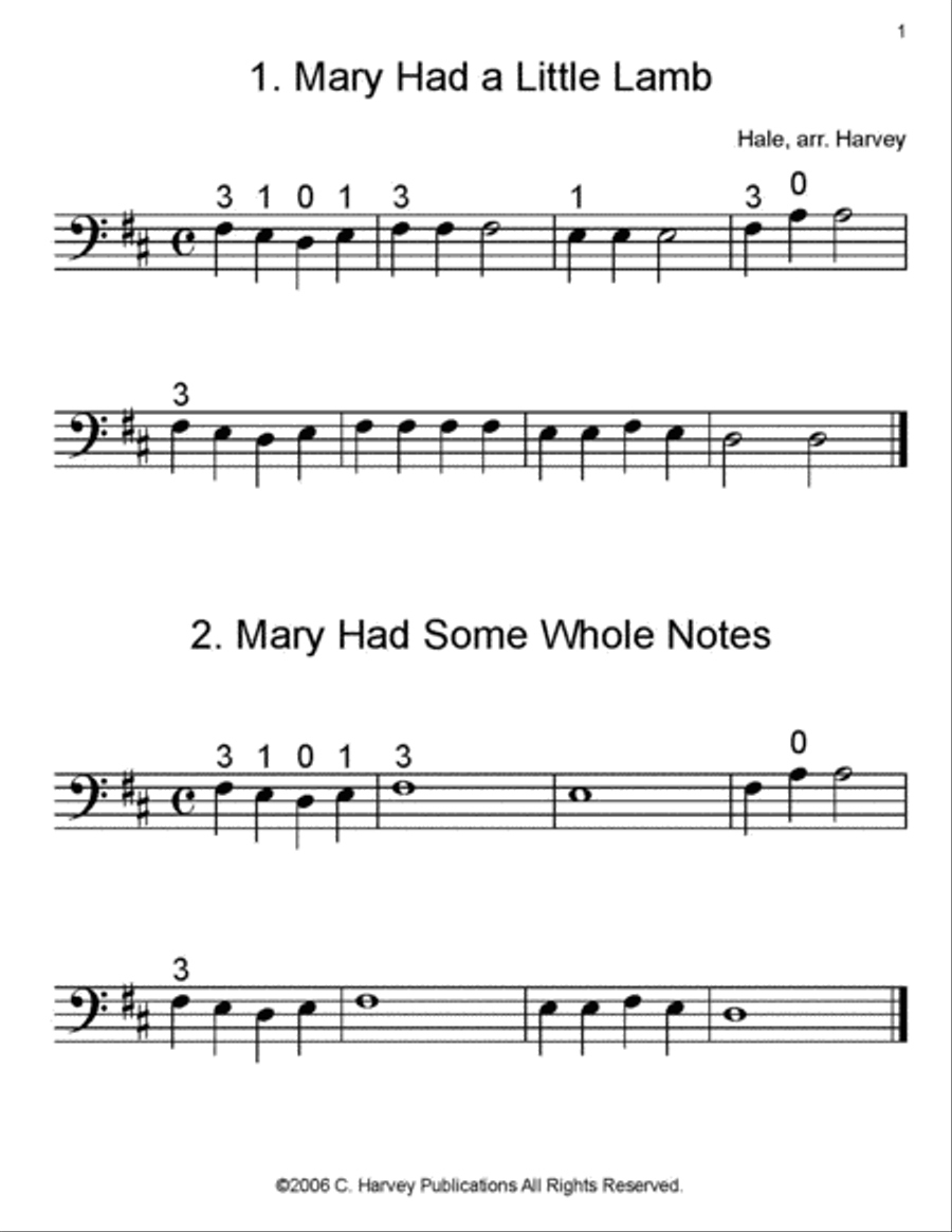 The 'Mary Had a Little Lamb' Book for Cello Cello scores gallery preview page 2