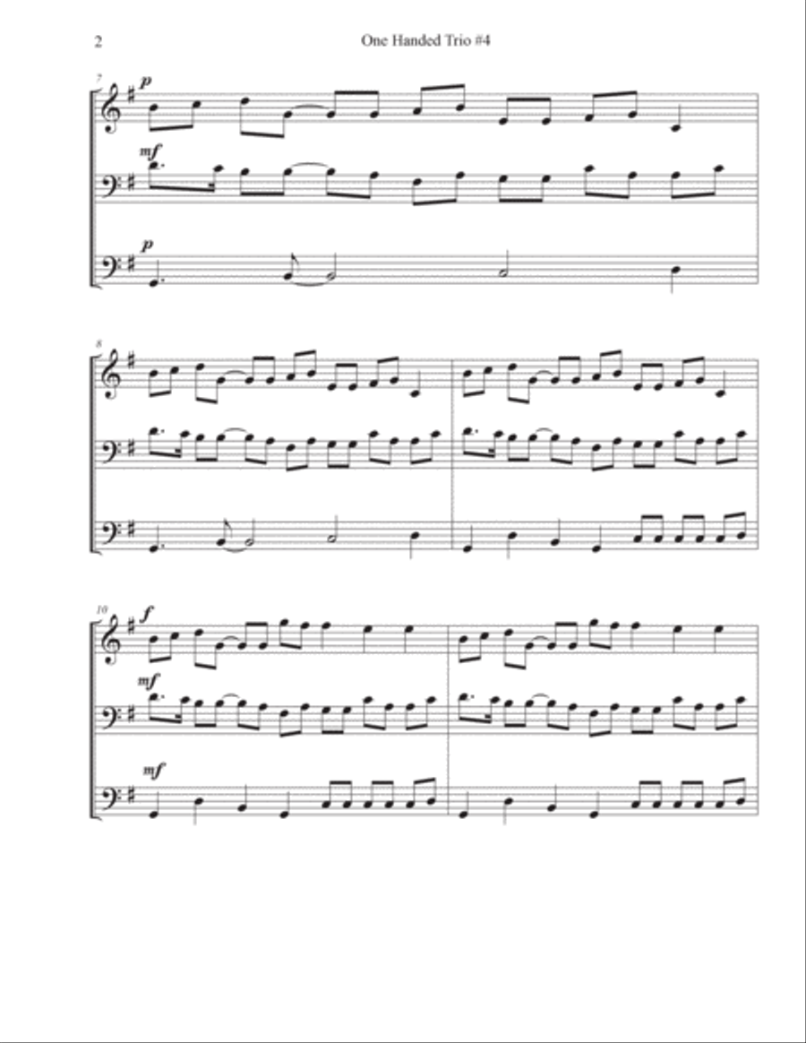 One Handed Trio #4 2 Pianos, 4-Hands scores gallery preview page 3