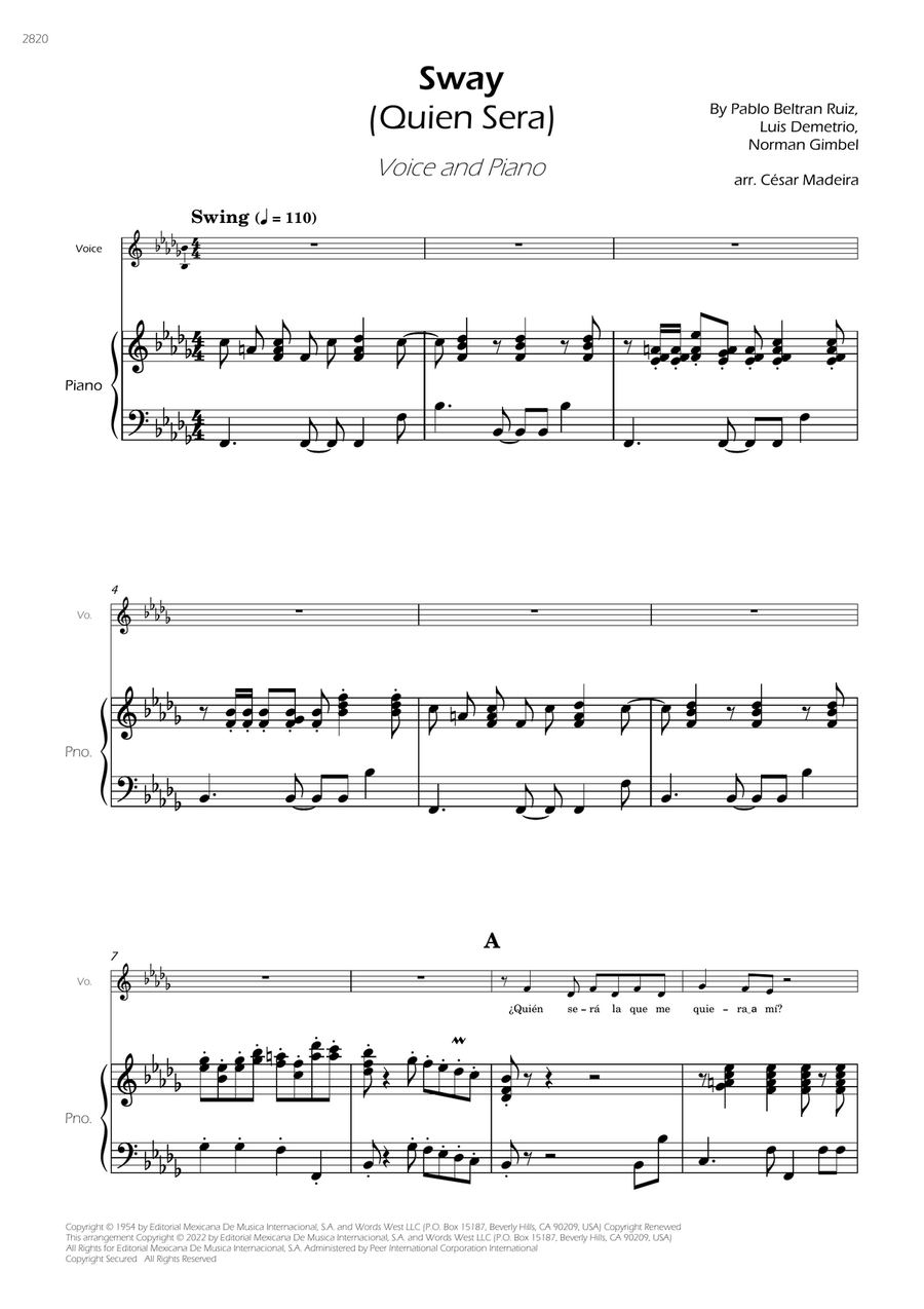 Sway (quien Sera) Sway (quien Sera) Piano, Vocal scores gallery preview page 3