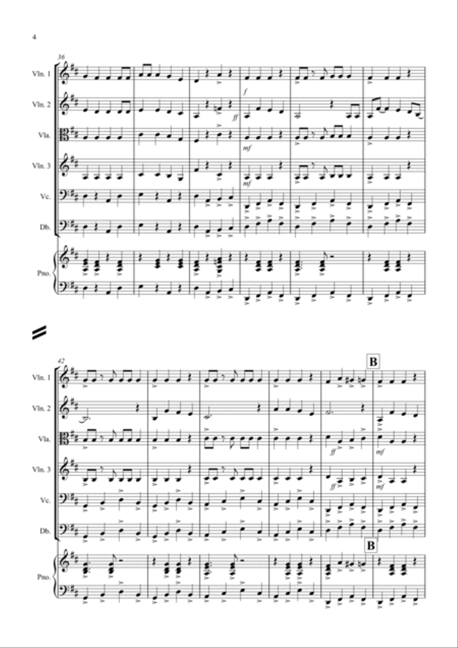 3 jazzy Christmas Pieces for String Orchestra String Quartet scores gallery preview page 4