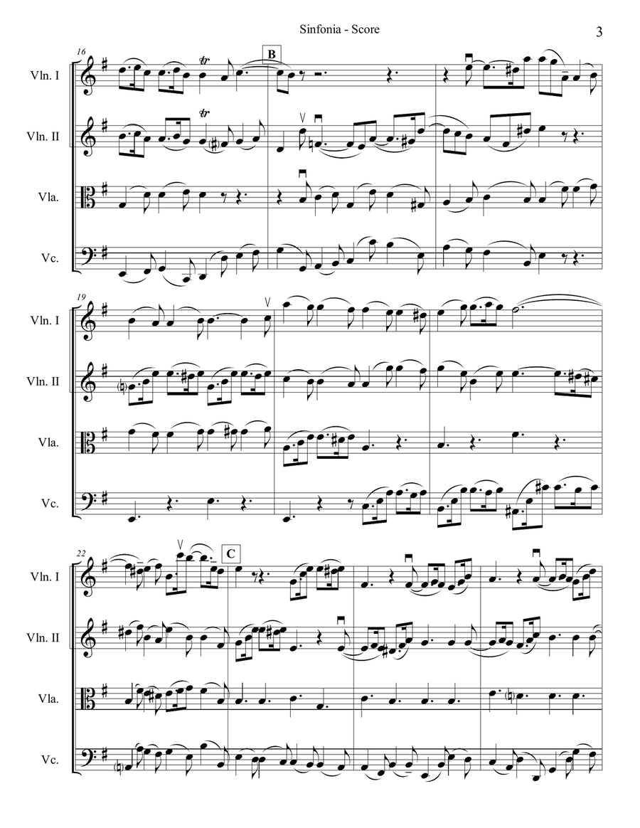 Christmas Oratorio (Sinfonia) for String Quartet String Quartet scores gallery preview page 3