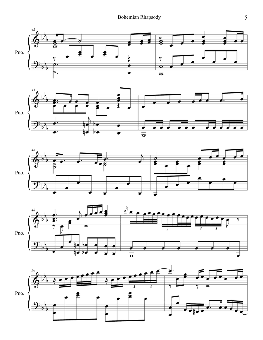 Bohemian Rhapsody Piano Solo scores gallery preview page 5