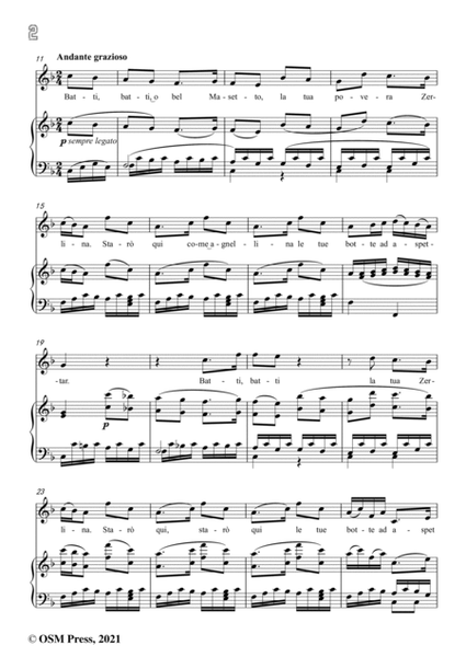 Mozart-Batti,batti,o bel Masetto,in C Major,from 'Don Giovanni,K.527',for Voice and Piano