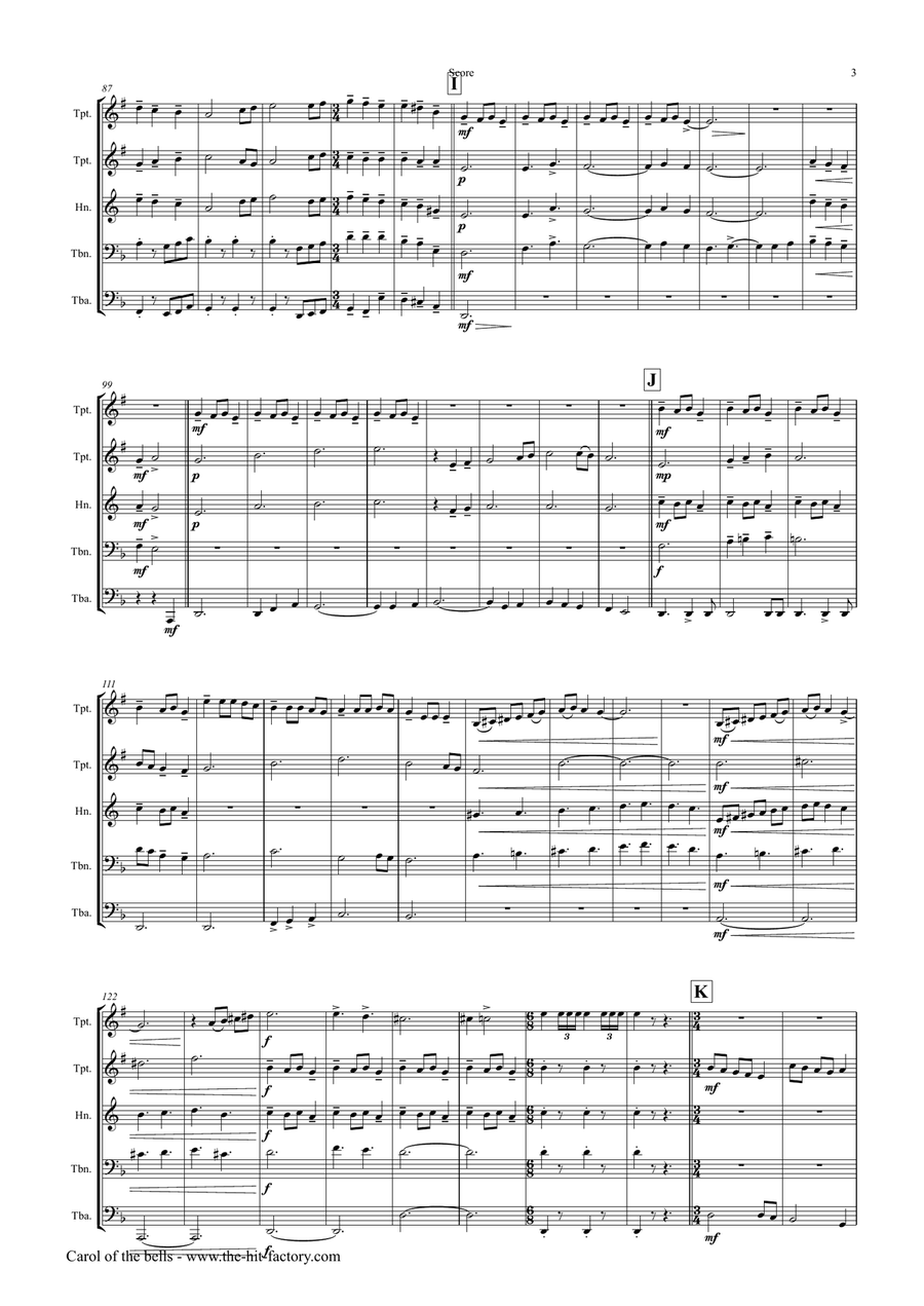 Carol of the Bells - Pentatonix style - Brass Quintet Brass Quintet scores gallery preview page 3