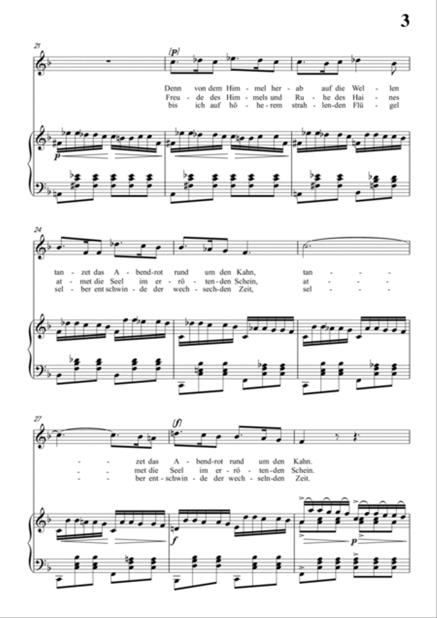 Schubert-Auf dem Wasser zu singen inF for Vocal and Piano Voice scores gallery preview page 4