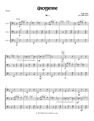 Book cover for Gnossienne by Erik Satie for Cello Trio