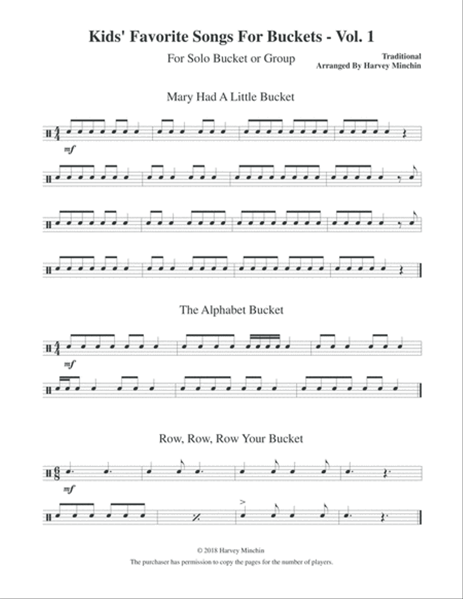 Kids' Favorite Songs for Buckets - Vol. 1 Percussion scores gallery preview page 2