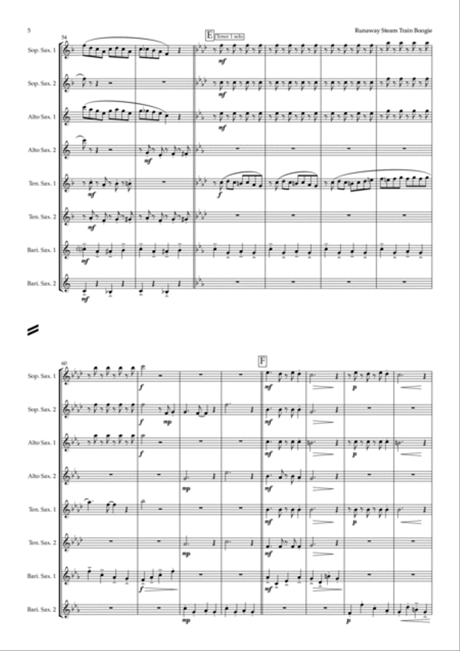 Runaway Steam Train Boogie (saxophone octet - SSAATTBB)