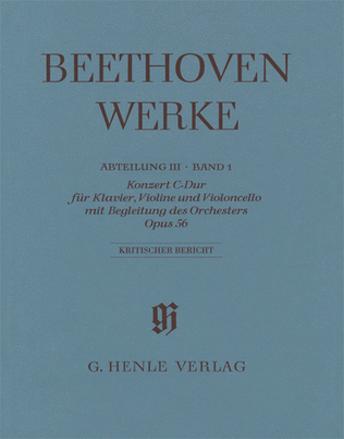 Book cover for Concerto in C Major Op. 56 for Piano, Violin, Cello and Orchestra (Triple Concerto)