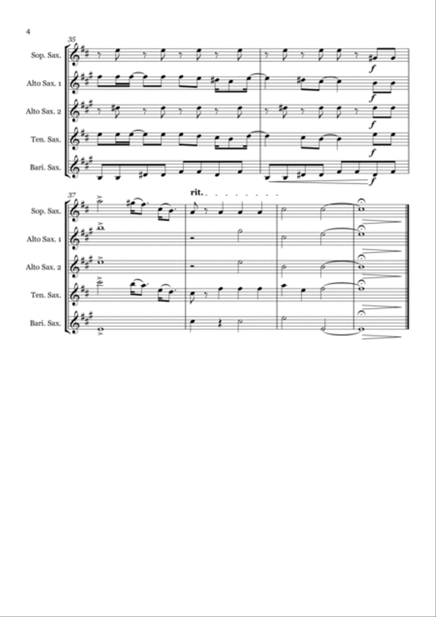 Help! Saxophone Quintet scores gallery preview page 4