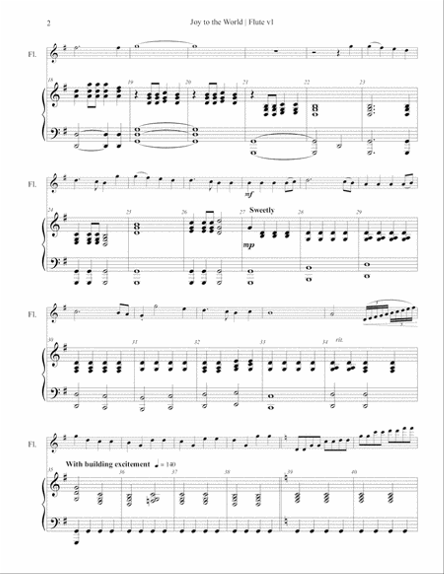 Joy to the World-Flute & Piano Flute Solo scores gallery preview page 3