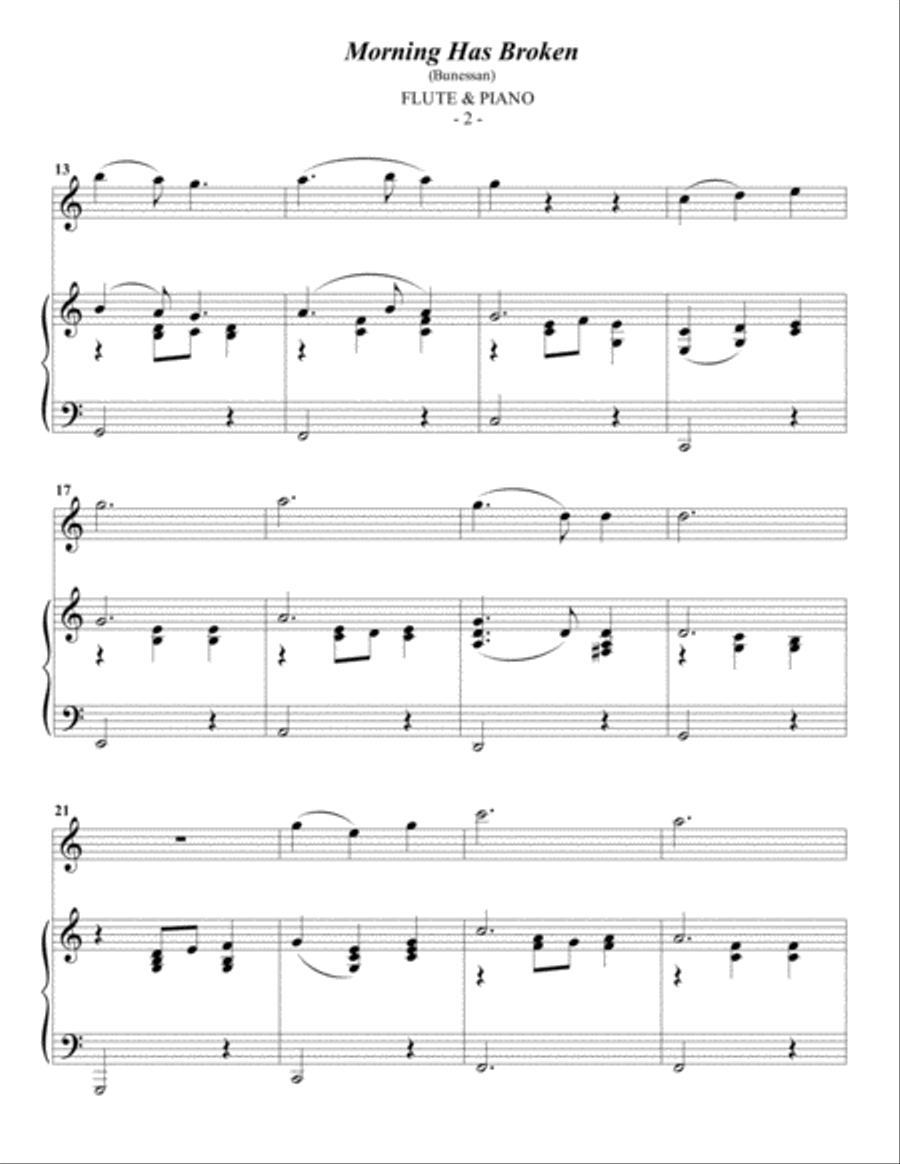 Morning Has Broken Flute Solo scores gallery preview page 2