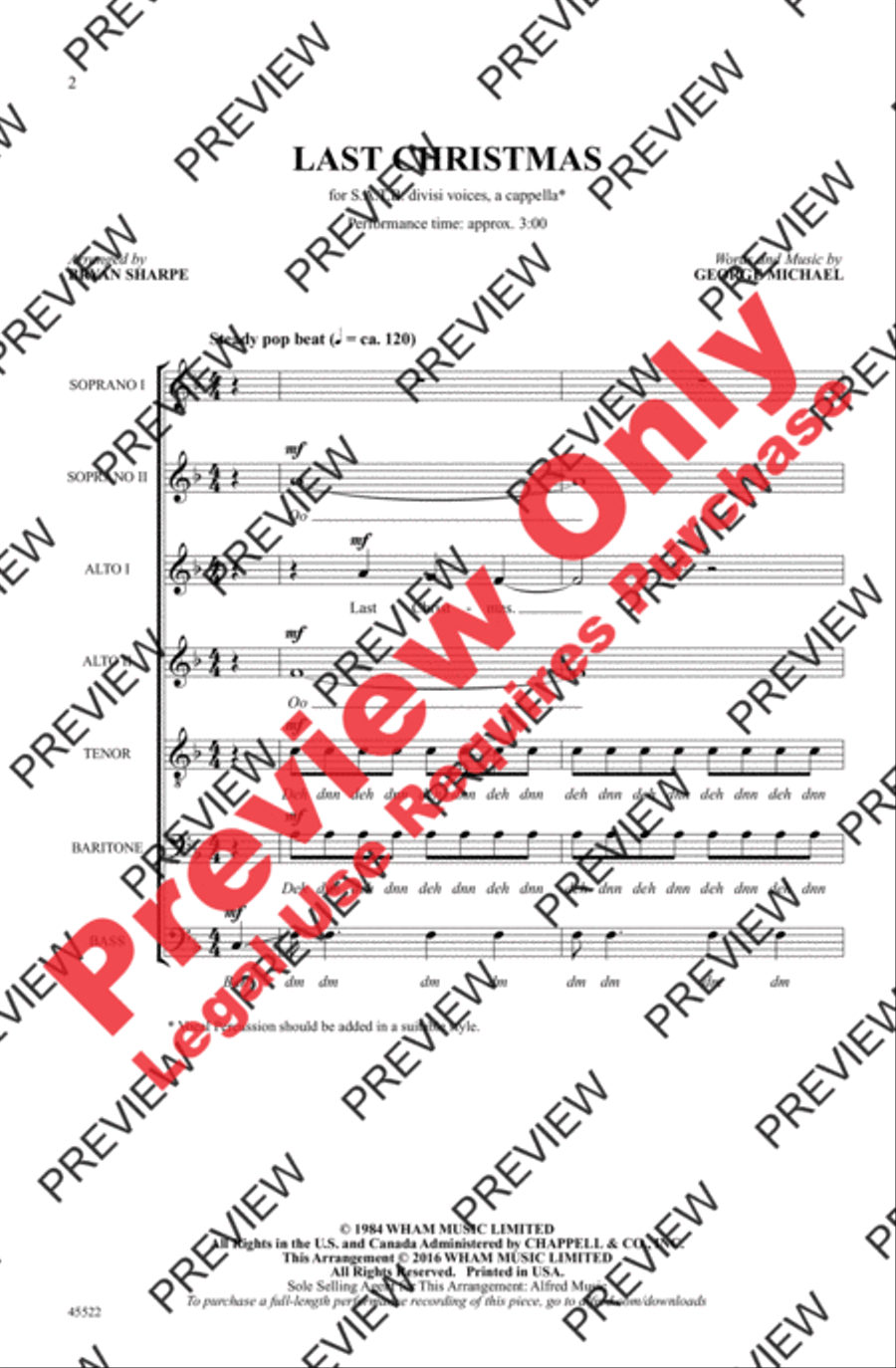 Last Christmas 4-Part scores gallery preview page 2