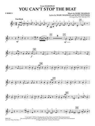 Book cover for You Can't Stop The Beat (from Hairspray) (arr. Ted Ricketts) - F Horn 1