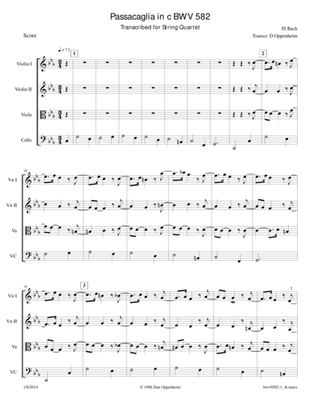 Bach: Passacaglia in c BWV 582 Arr. for String Quartet.