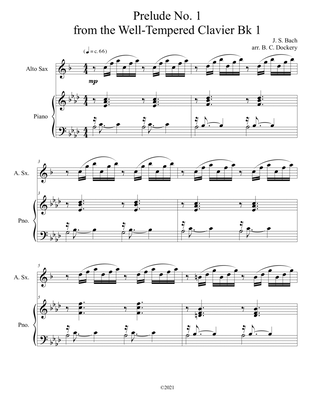 Prelude No.1 from The Well-Tempered Clavier Book 1 BWV 846 (Alto Sax Solo) with piano accompaniment