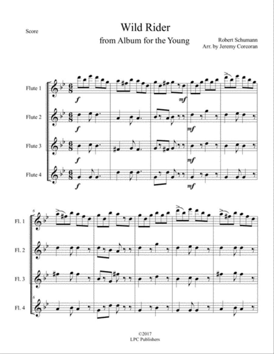 Wild Rider from Album for the Young for Flute Quartet Flute Quartet scores gallery preview page 2