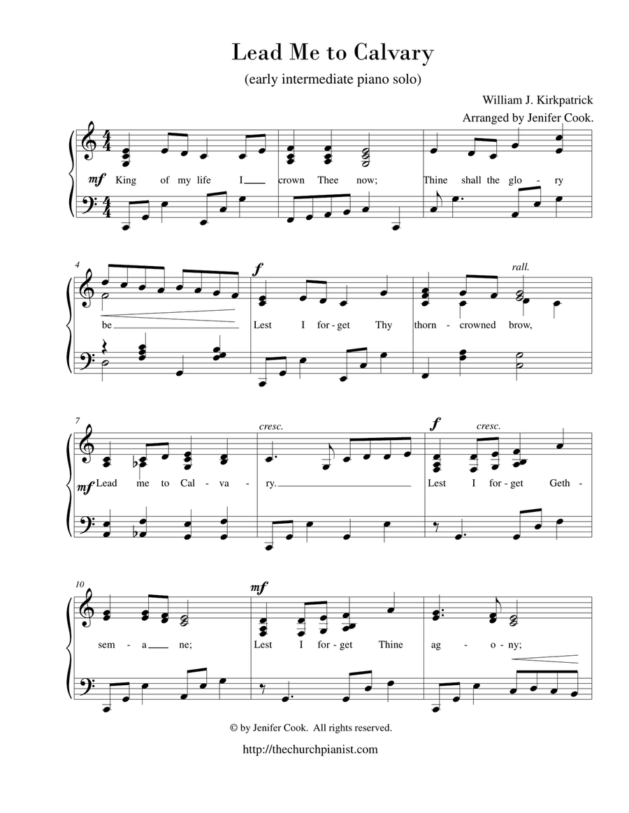 Lead Me to Calvary Piano Solo scores gallery preview page 1