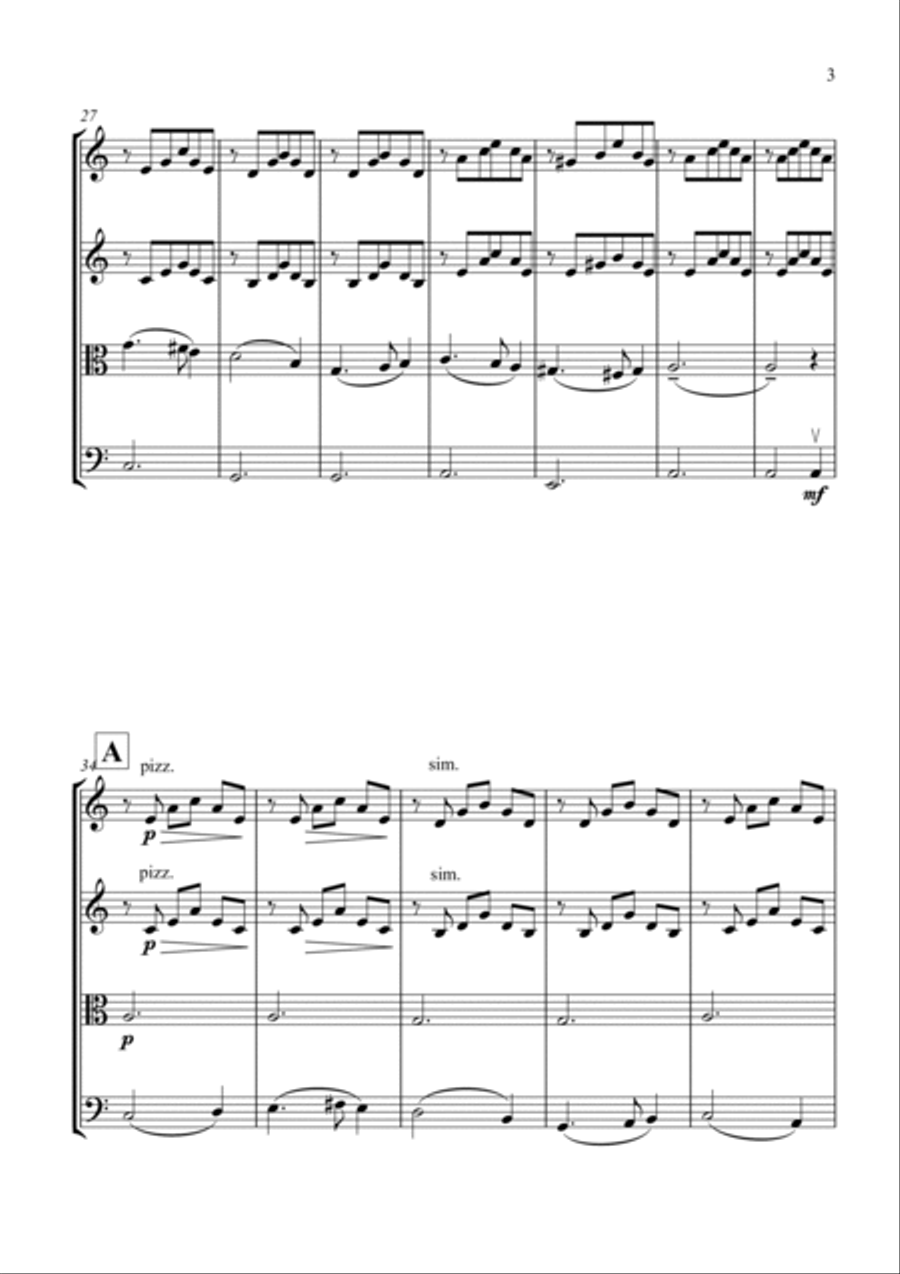 Greensleeves for String Quartet - Score and Parts String Quartet scores gallery preview page 3