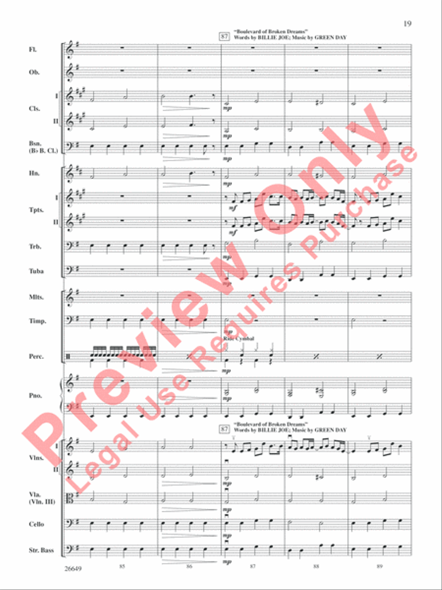 The Best of Green Day Full Orchestra scores gallery preview page 20