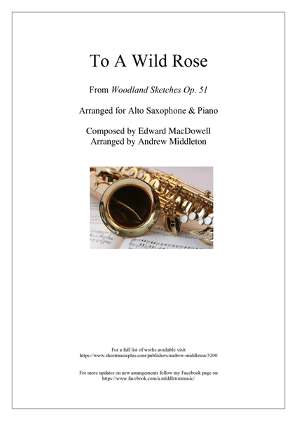 To A Wild Rose arranged for Alto Saxophone and Piano image number null