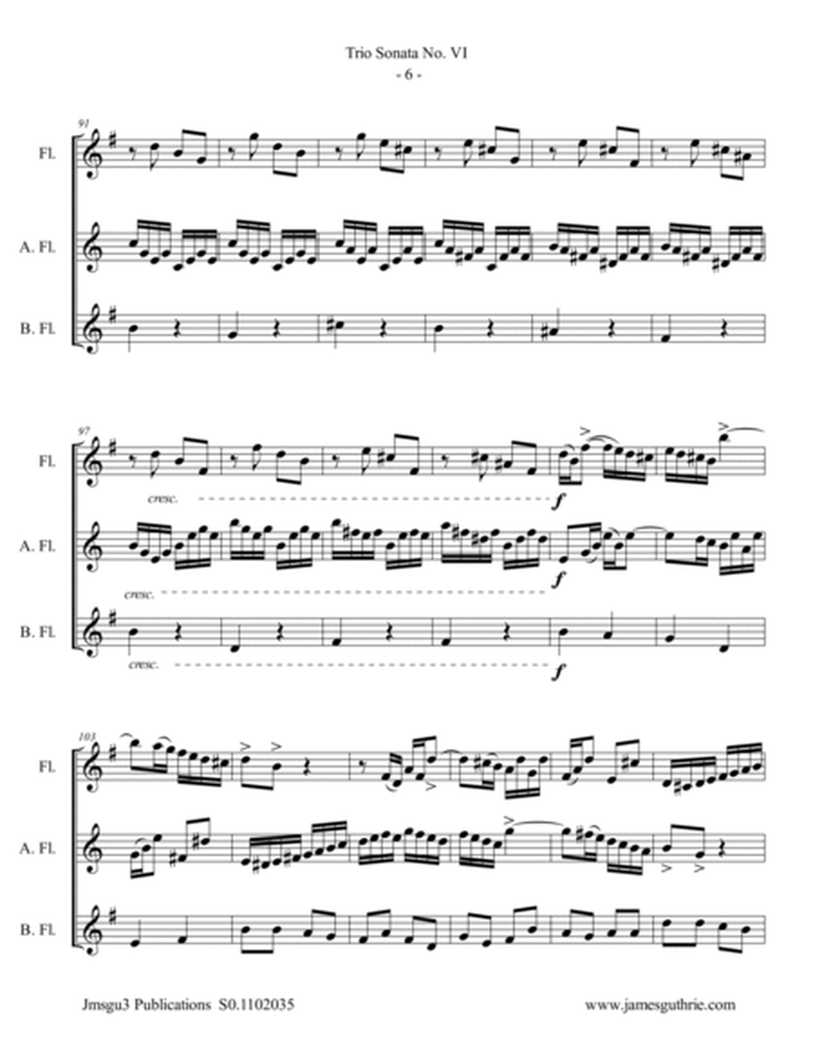 BACH: Trio Sonata No. 6 BWV 530 for Flute Trio image number null