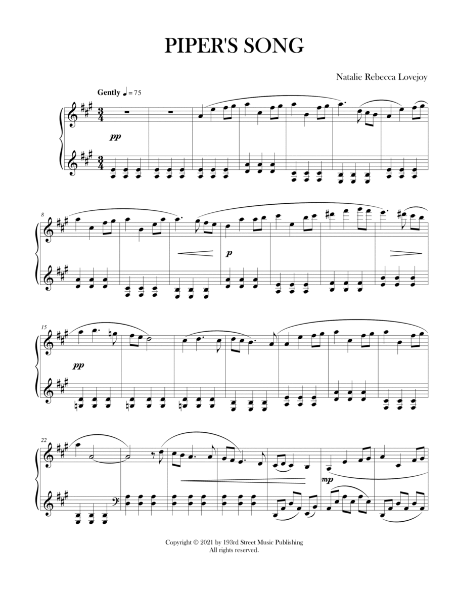 Piper's Song Piano Solo scores gallery preview page 1