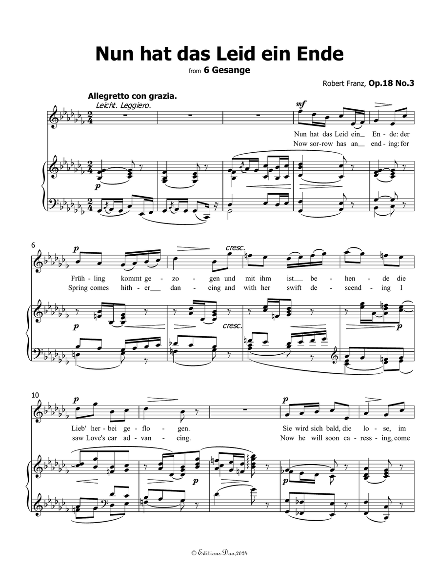 Nun hat das Leid ein Ende, by Robert Franz, in a flat minor Voice scores gallery preview page 3