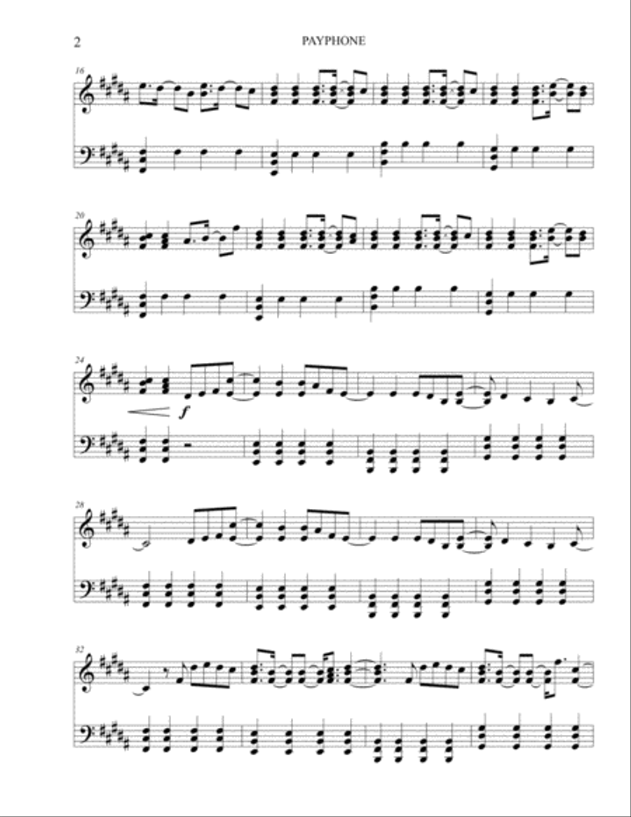 Payphone Easy Piano scores gallery preview page 3