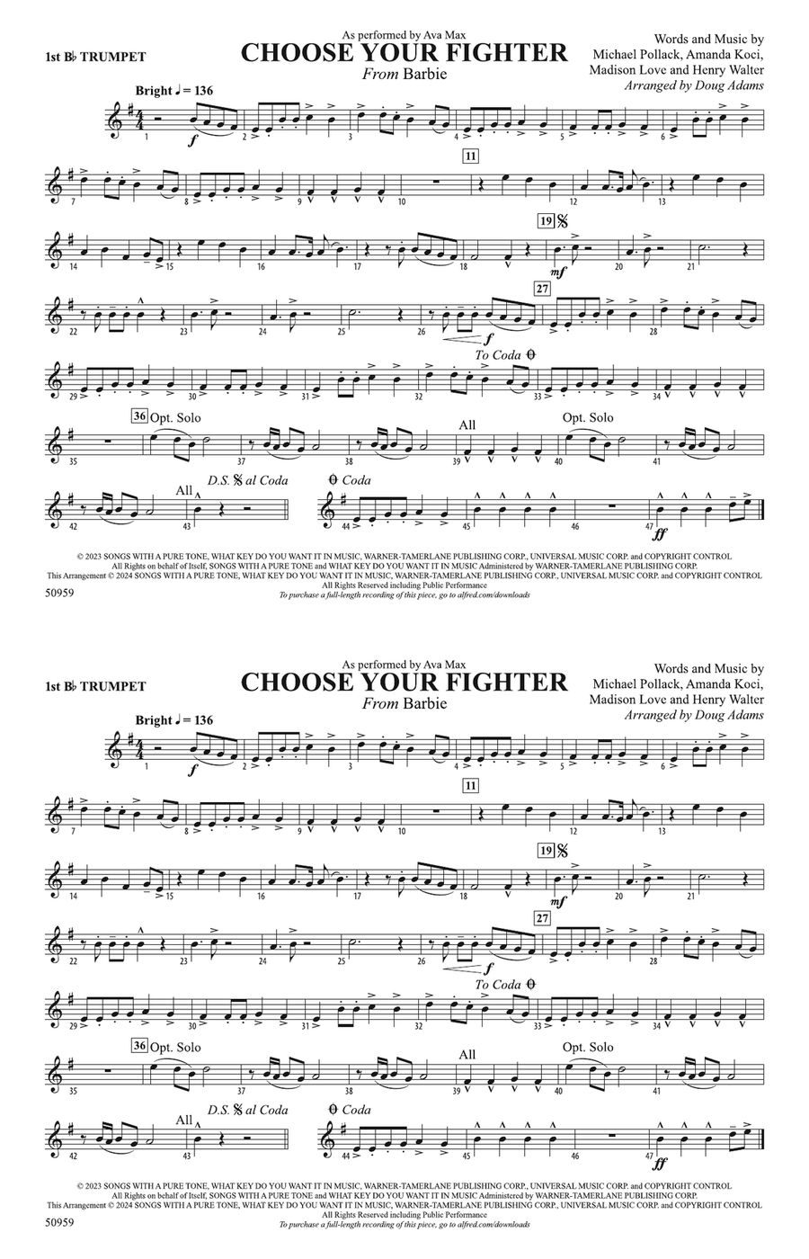 Choose Your Fighter: 1st B-flat Trumpet B-Flat Trumpet scores gallery preview page 1