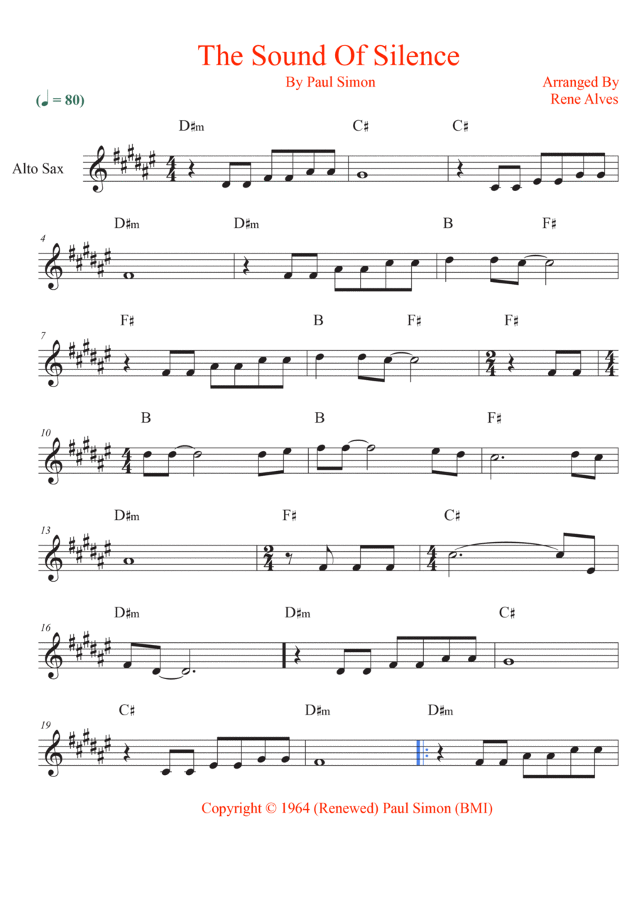 The Sound Of Silence Alto Saxophone scores gallery preview page 1