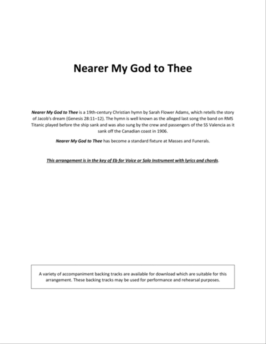 Nearer My God to Thee for Solo Voice / Solo Instrument in Eb Voice scores gallery preview page 2