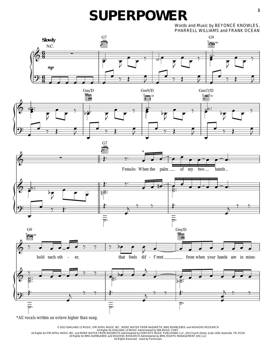 Superpower Piano, Vocal, Guitar scores gallery preview page 1