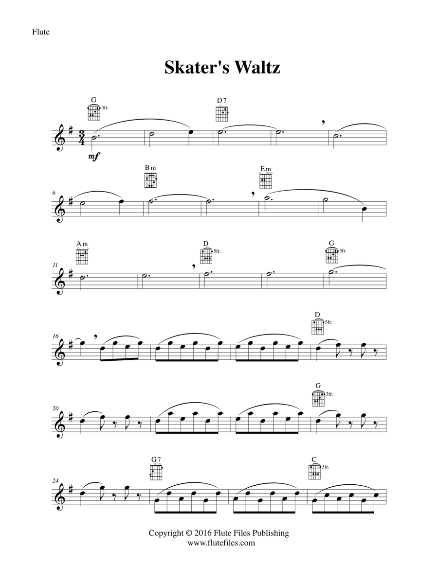 Skater’s Waltz - Flute Solo with Guitar Chords Chamber Music scores gallery preview page 3