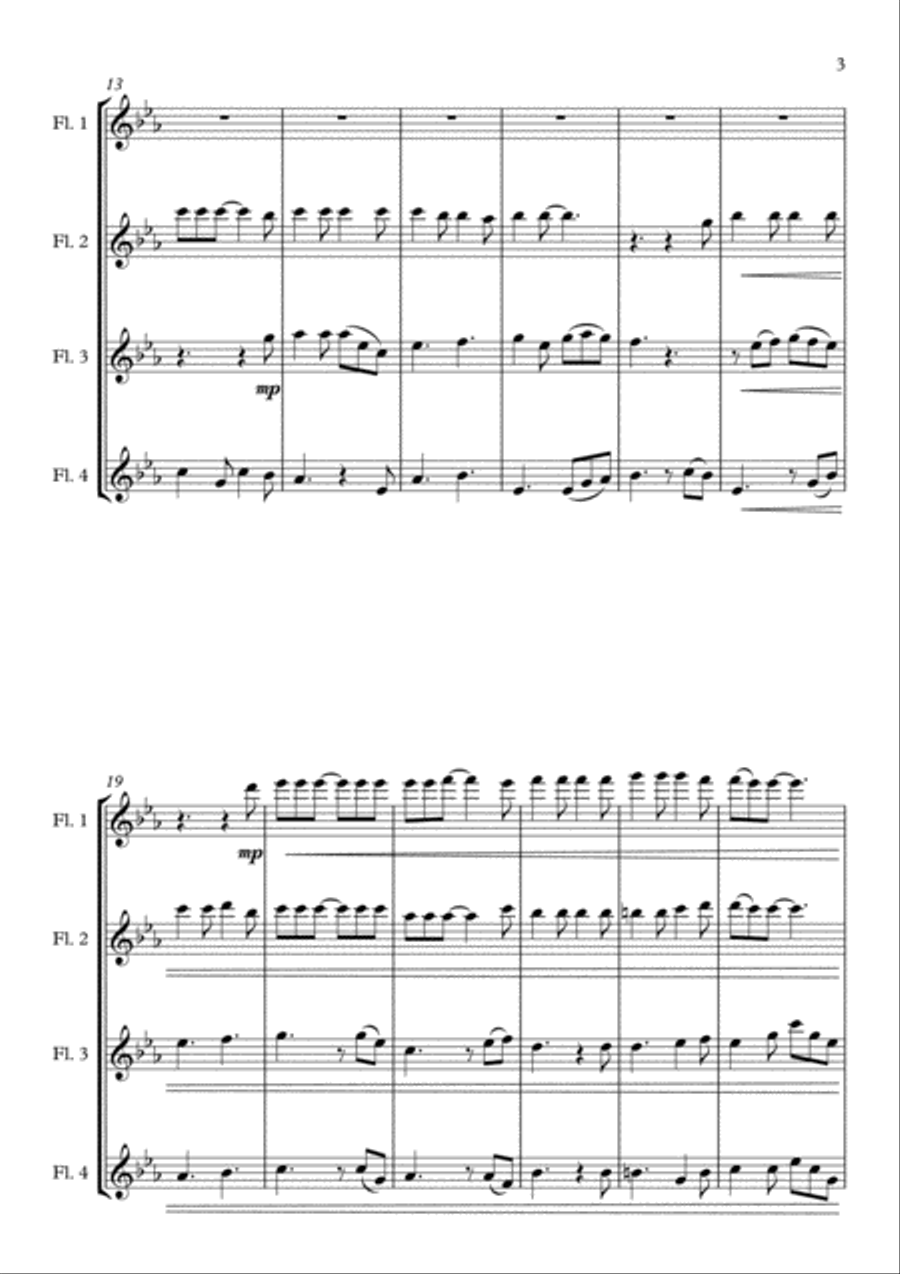 Hallelujah Hallelujah Flute Quartet scores gallery preview page 3