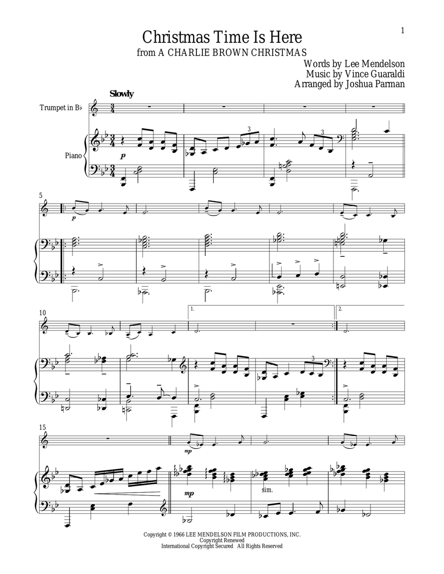 Christmas Time Is Here Trumpet Solo scores gallery preview page 1