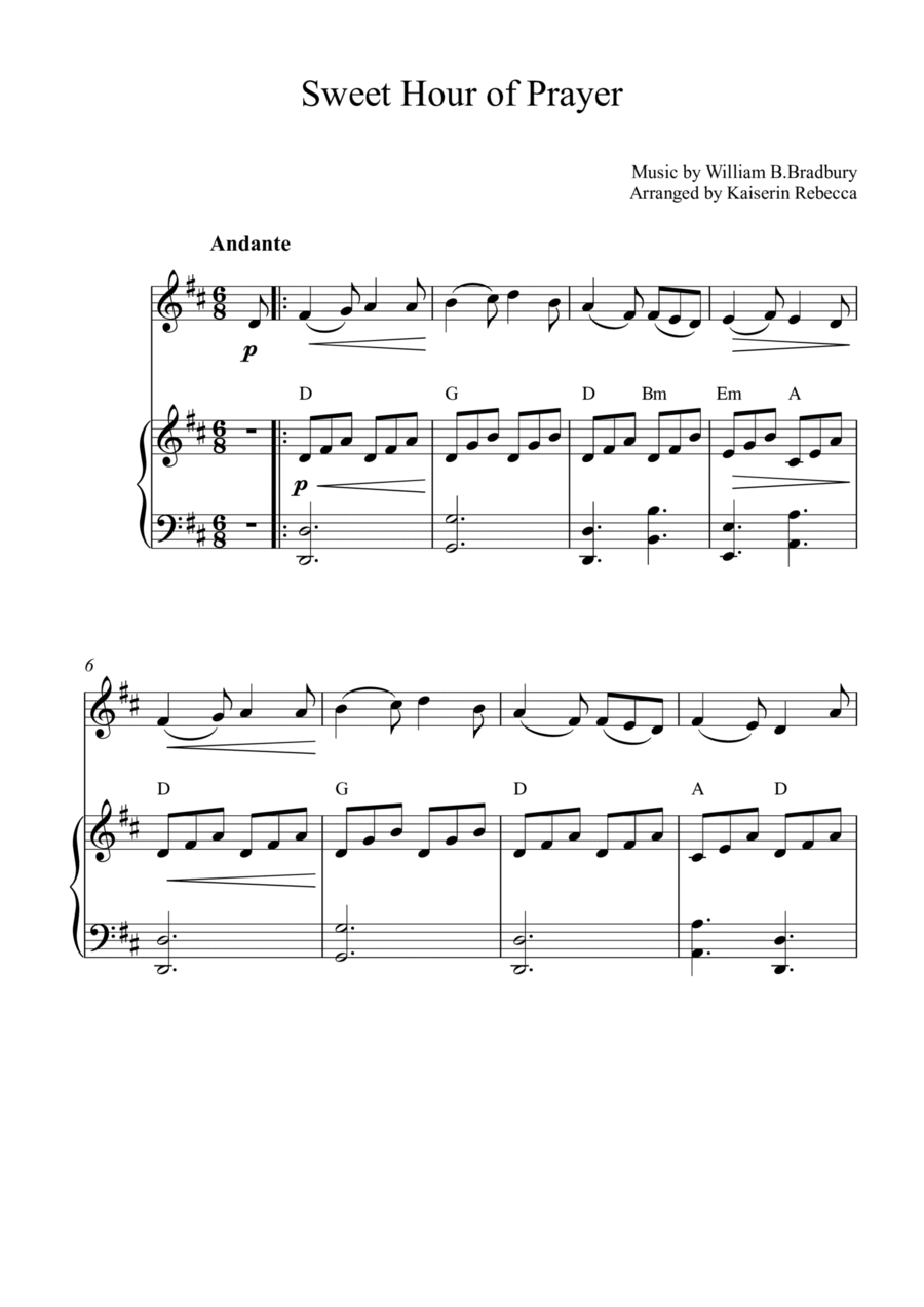 Sweet Hour of Prayer Sweet Hour of Prayer Violin Solo scores gallery preview page 1