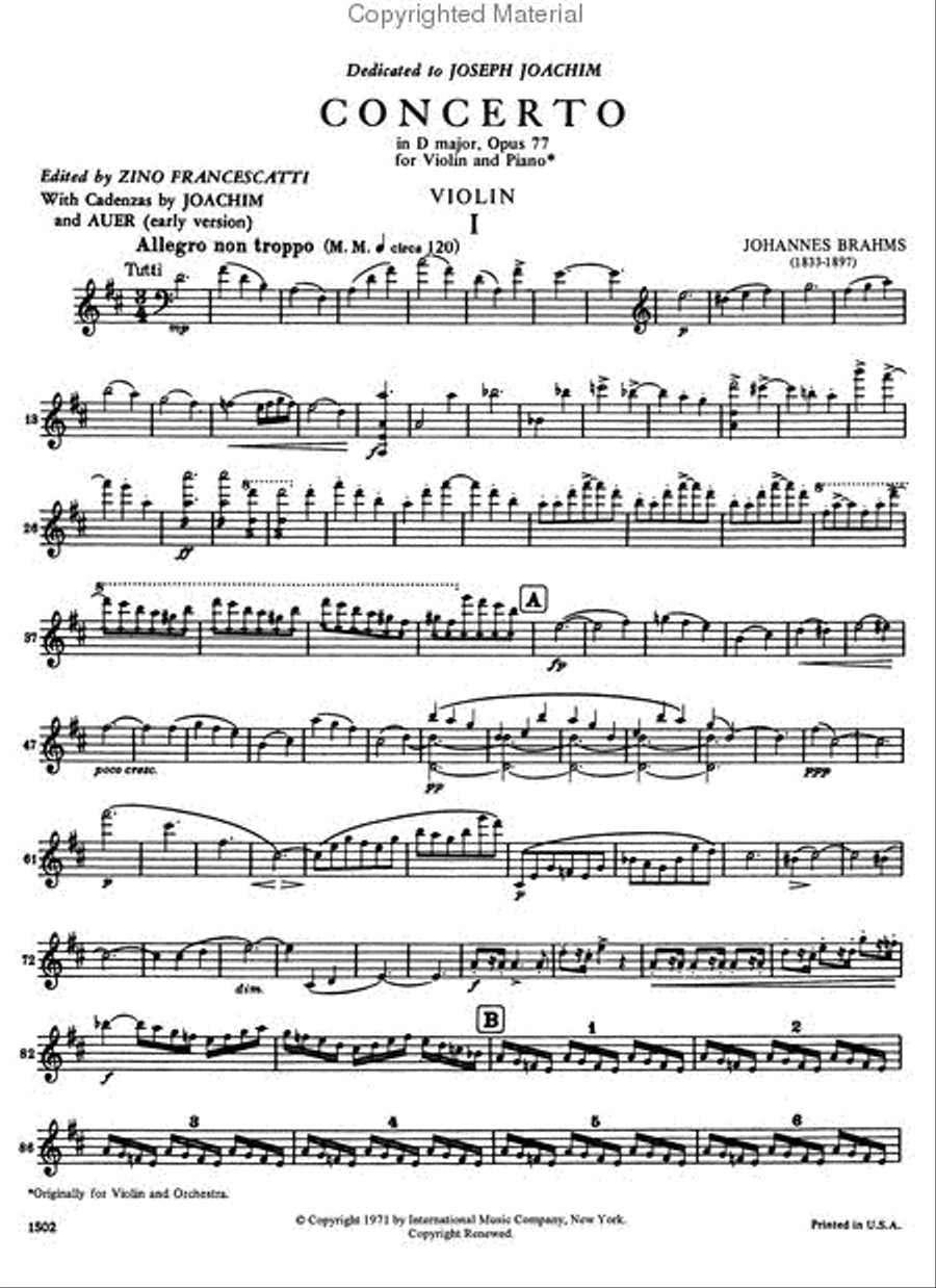 Concerto in D major, Op. 77 (With Cadenzas by JOACHIM and AUER) Violin Solo scores gallery preview page 2