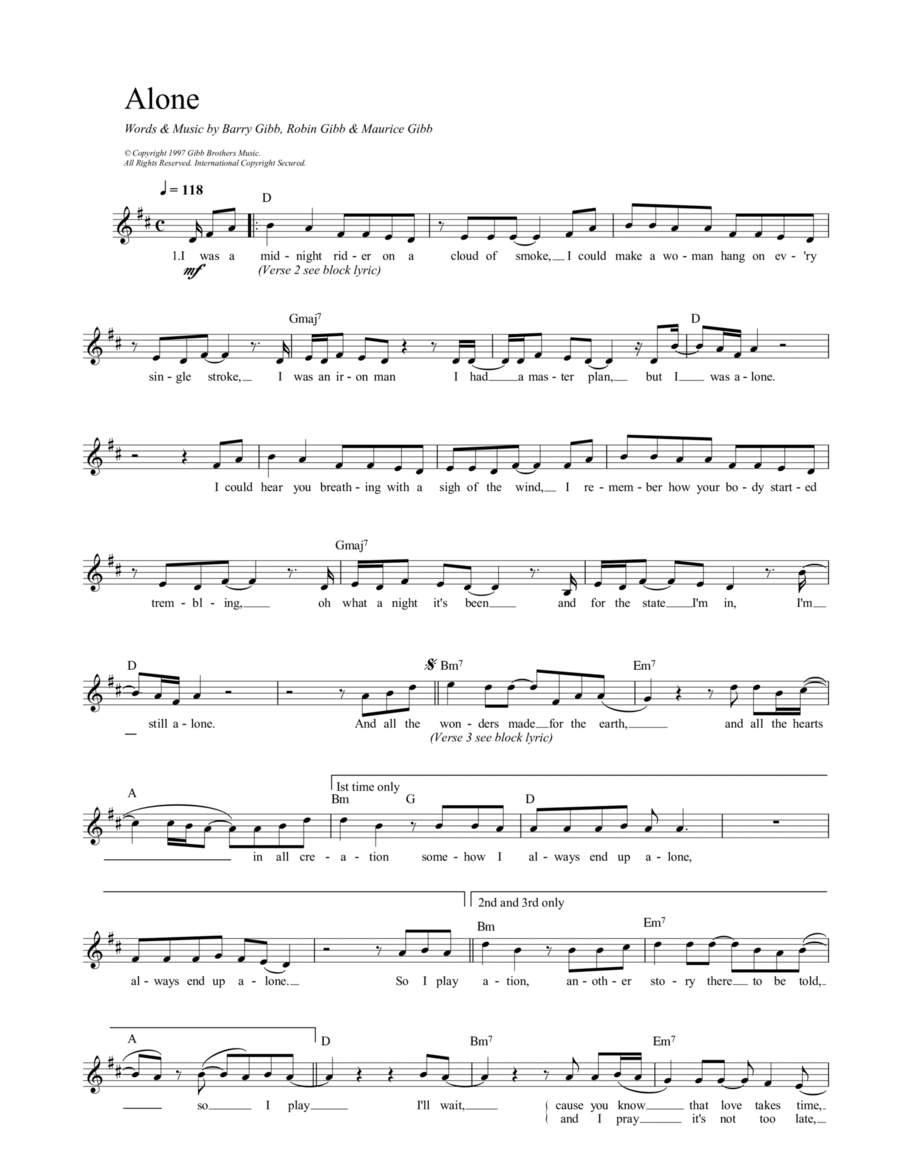 Alone Piano scores gallery preview page 1