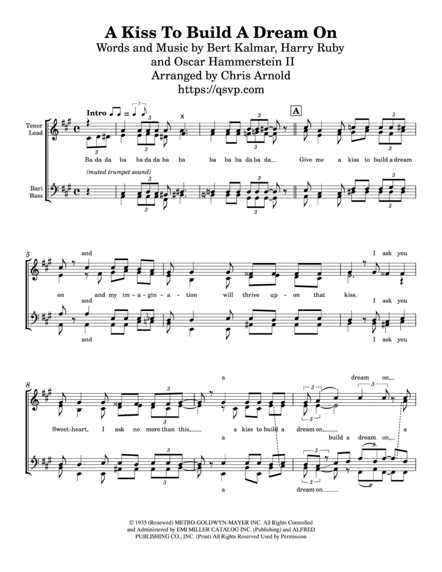 A Kiss To Build A Dream On SSAA scores gallery preview page 1