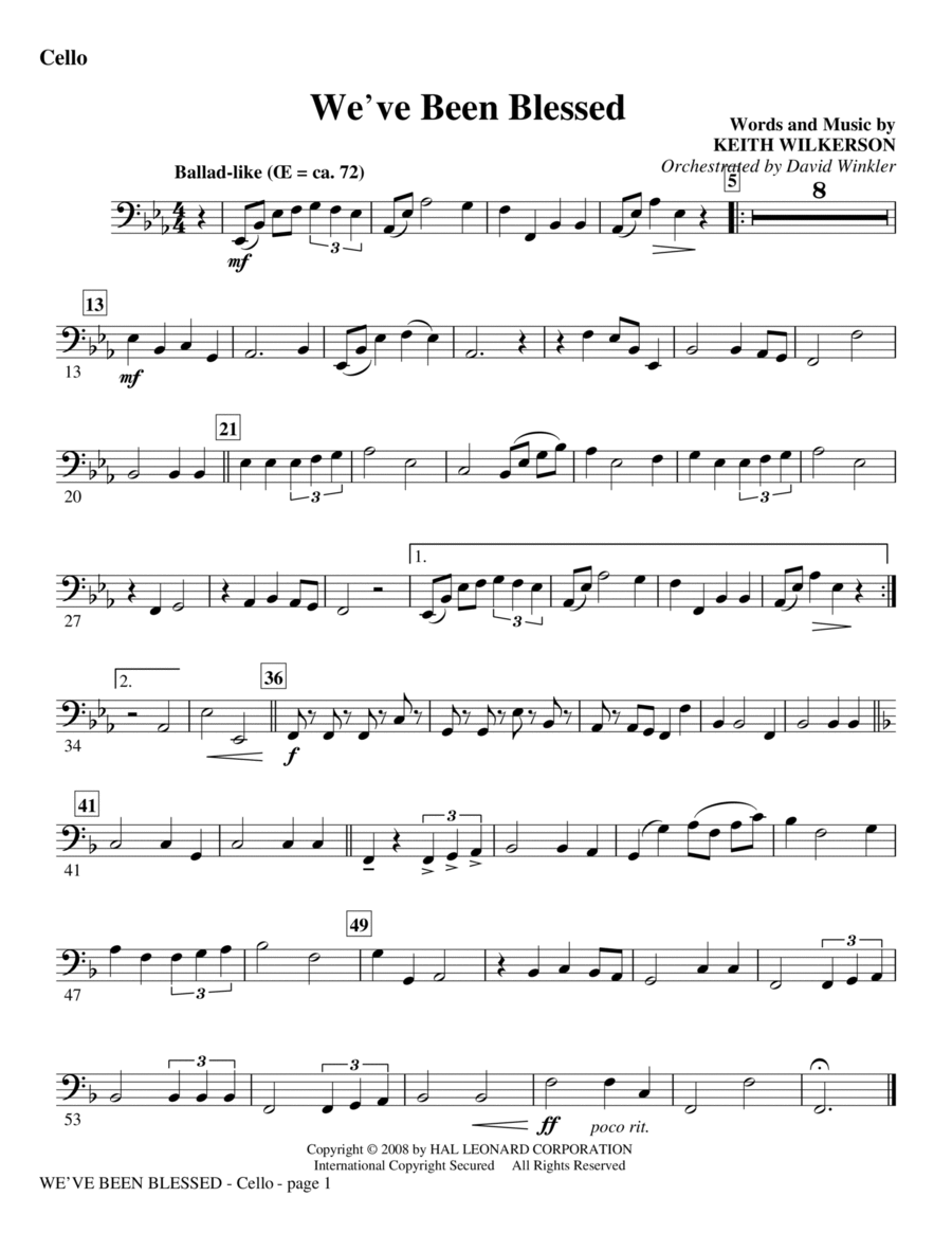 We've Been Blessed - Cello Choir scores gallery preview page 1