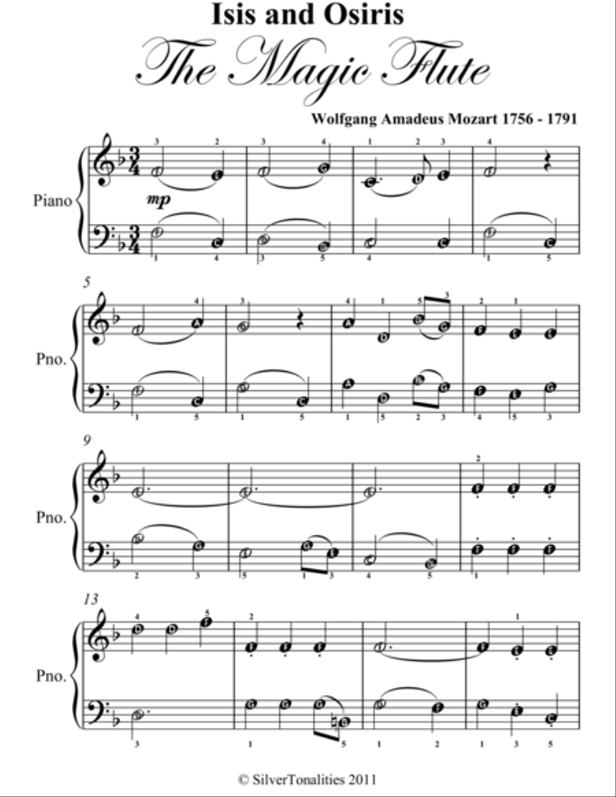 Isis and Osiris the Magic Flute Easy Piano Sheet Music Easy Piano scores gallery preview page 2