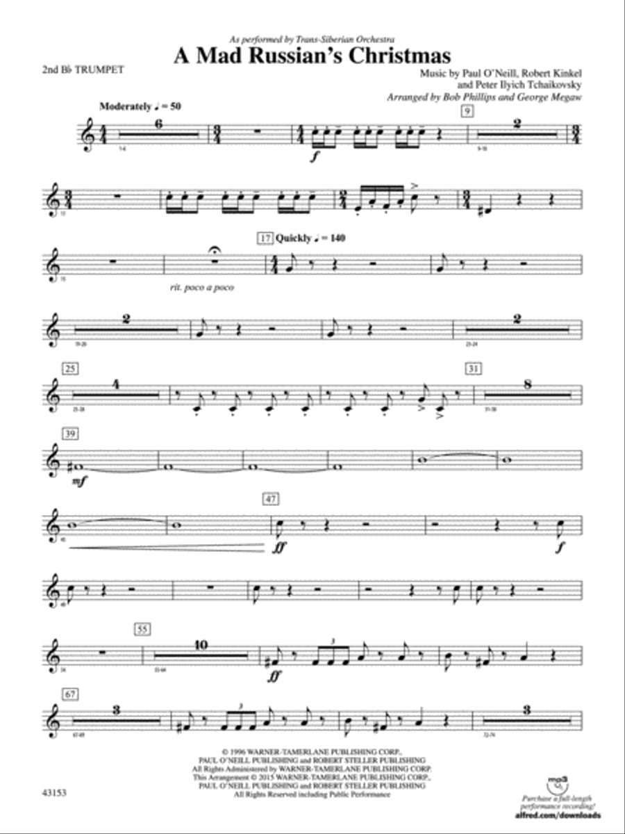 A Mad Russian's Christmas: 2nd B-flat Trumpet Concert Band scores gallery preview page 1
