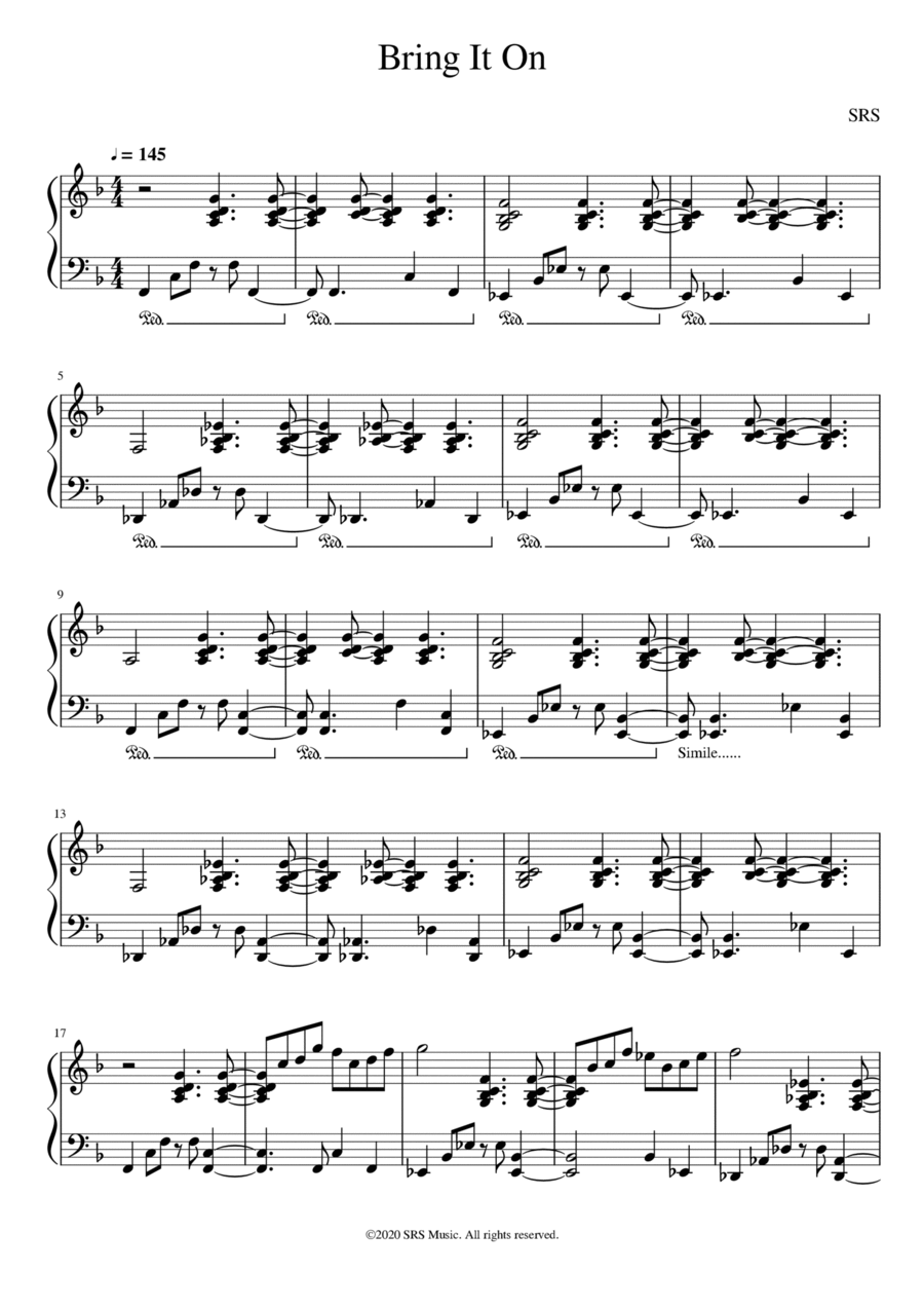 Bring It On Piano Solo scores gallery preview page 1