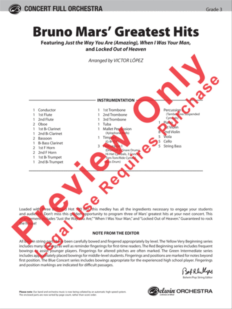 Bruno Mars' Greatest Hits Full Orchestra scores gallery preview page 2