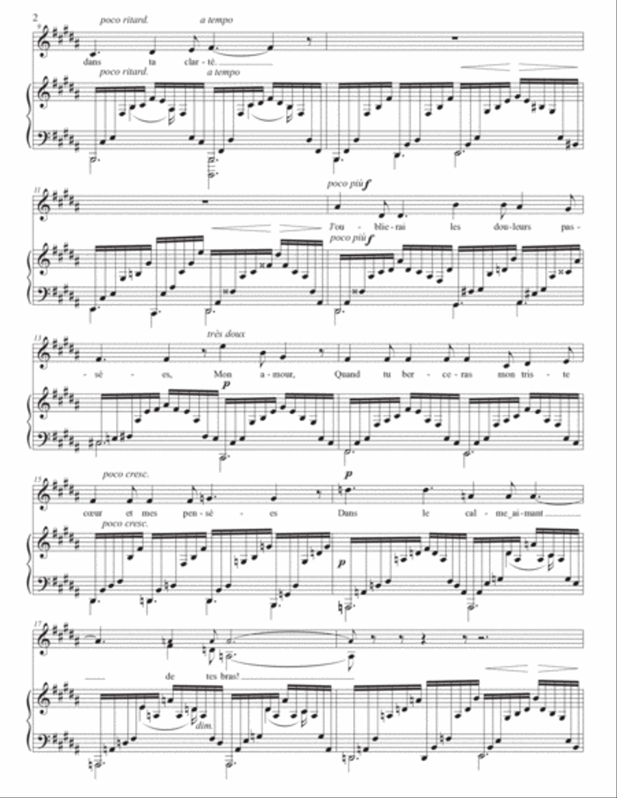 DUPARC: Chanson triste (transposed to B major) Voice scores gallery preview page 3