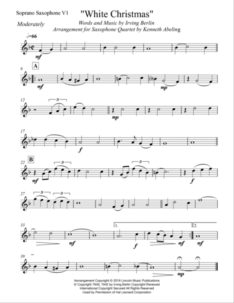 White Christmas Saxophone Quartet scores gallery preview page 5