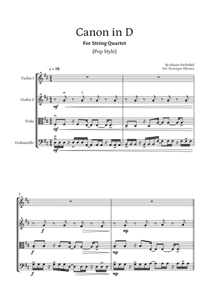 Canon in D (Pop Style) - For String Quartet