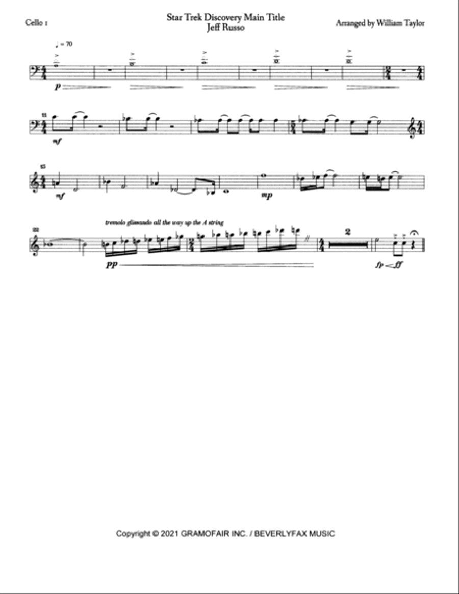 Star Trek: Discovery Main Title Cello scores gallery preview page 5